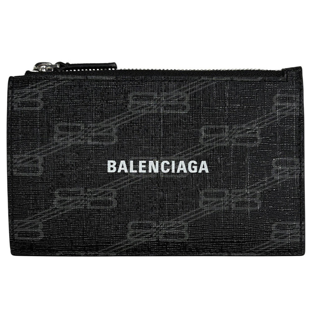 Balenciaga coin case Wallet Card Monogram Canvas Black